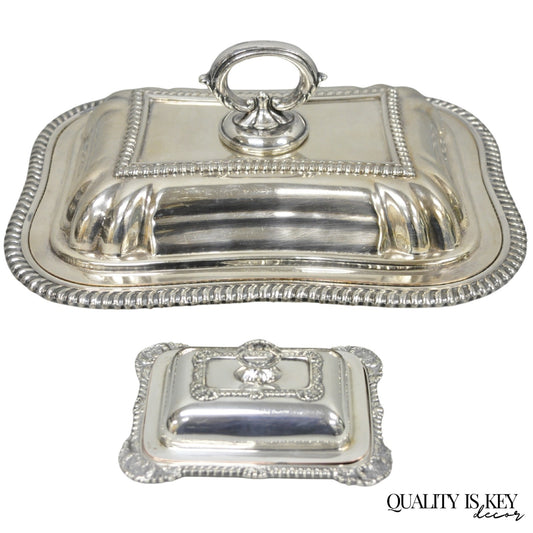 Vintage Miniature Sheffield England Silver Plated Covered Serving Dish Platter