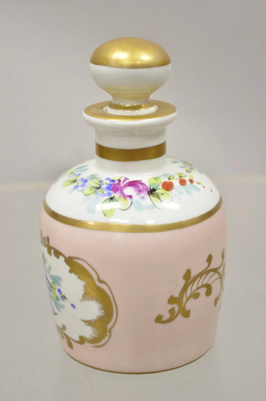Antique French Victorian Hand Painted Porcelain Vanity Tonic Perfume Bottle