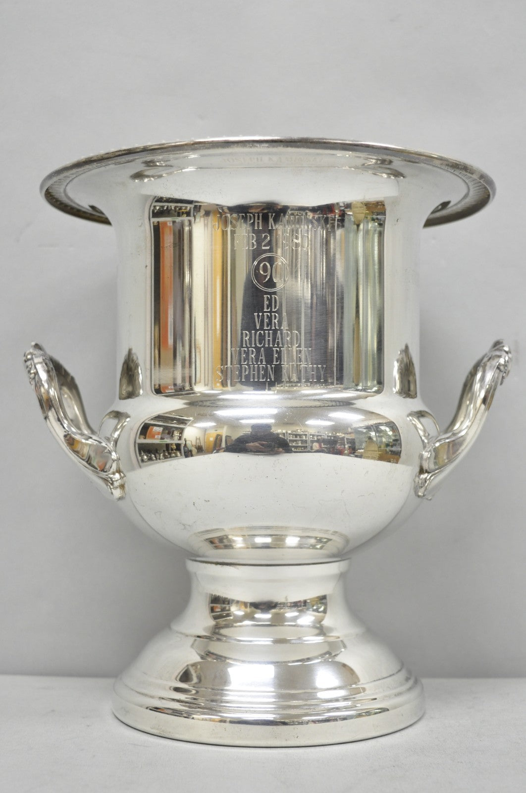 Vintage Leonard Silver Plated Trophy Cup Champagne Chiller Ice Bucket Engraved