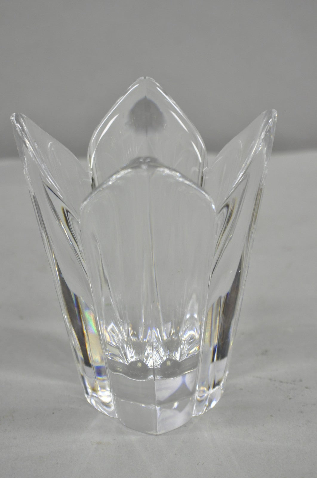 Vintage 6" Orrefors Sweden Lotus Flower Crystal Glass 4 Petal Vase