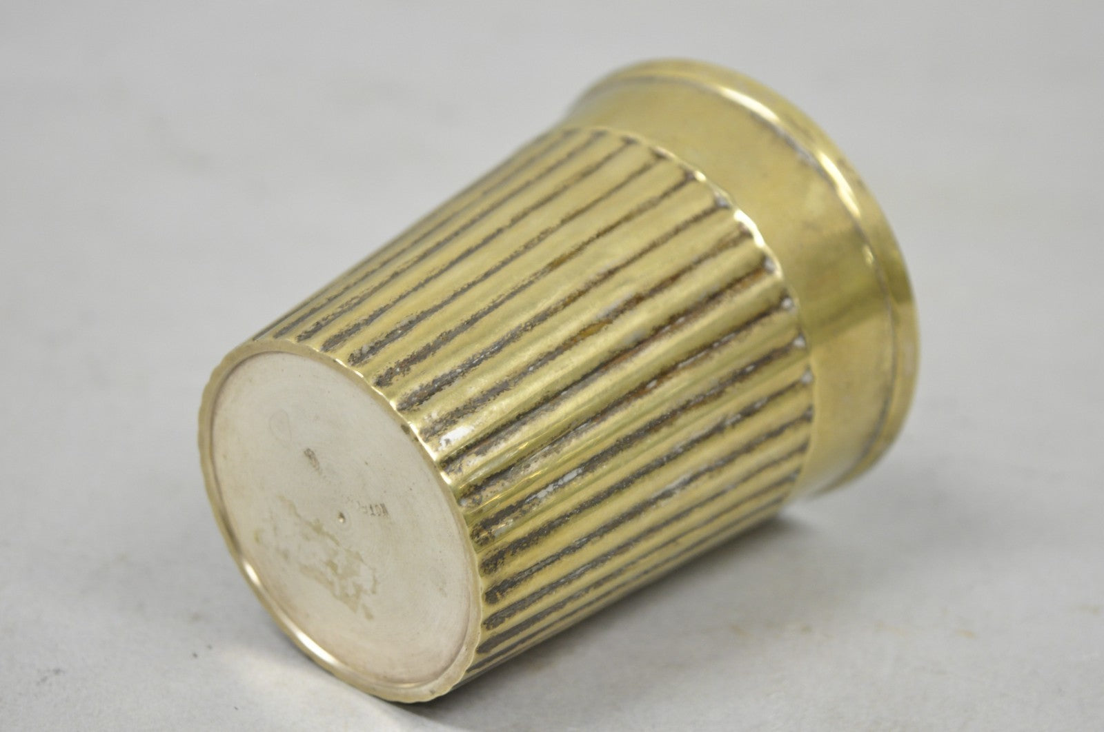 Vintage Anglo Indian Brass Bronze Ribbed Lassi Tumbler Cup with Patina