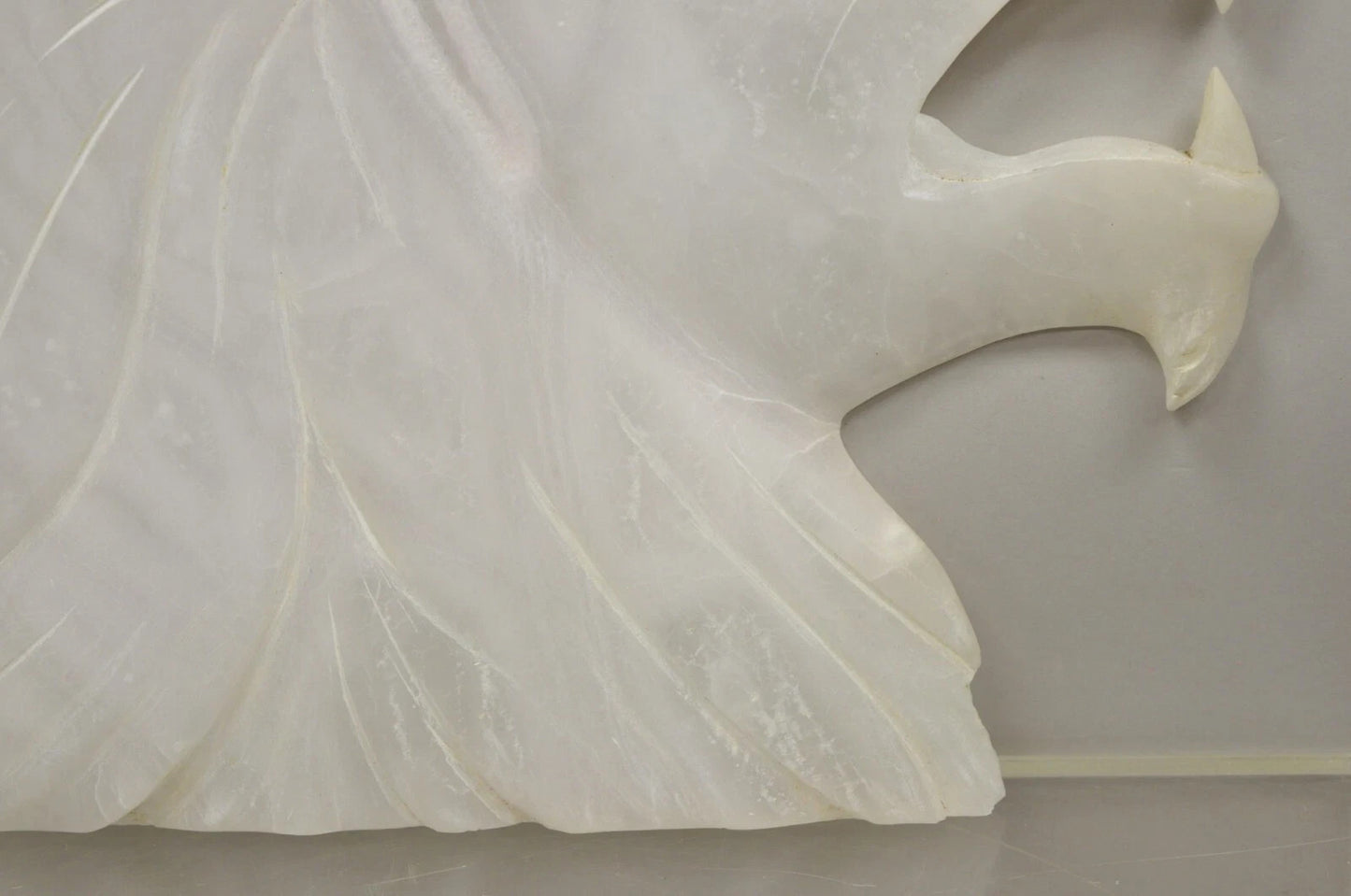 Vintage Italian Carved White Alabaster Lion Head Sculpture Statue Figure (B)