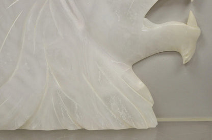 Vintage Italian Carved White Alabaster Lion Head Sculpture Statue Figure (B)