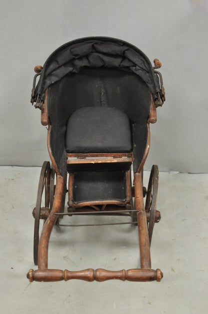 Antique Victorian Bentwood Small Child Size Decorative Baby Buggy Carriage