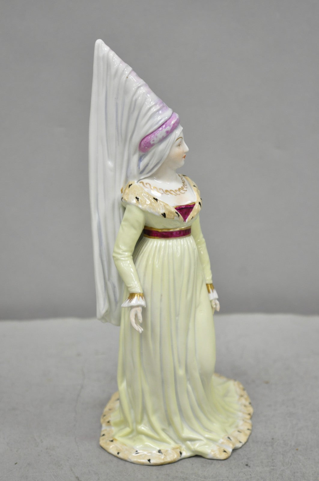 Antique Carl Thieme Potschappel German Dresden Porcelain Medieval Lady Figurine