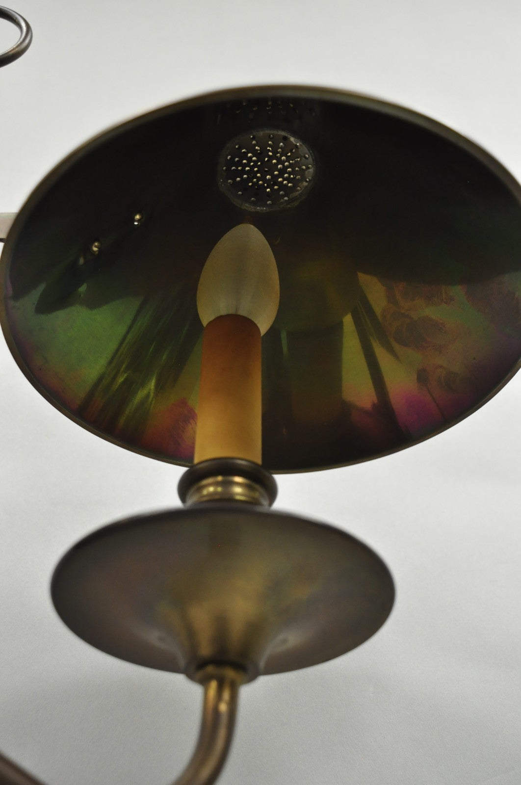 Vintage Chapman French Country Patinated Brass Branch Candlestick Desk Lamp