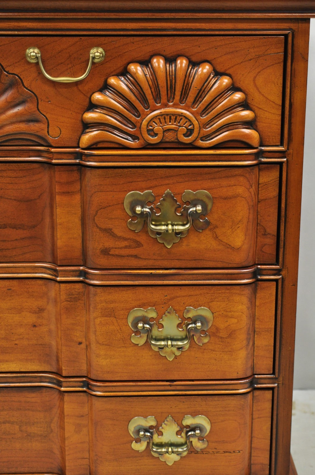 Vintage Georgian Cherry 3 Drawer Block Front Bachelor Chest Dresser by Harden