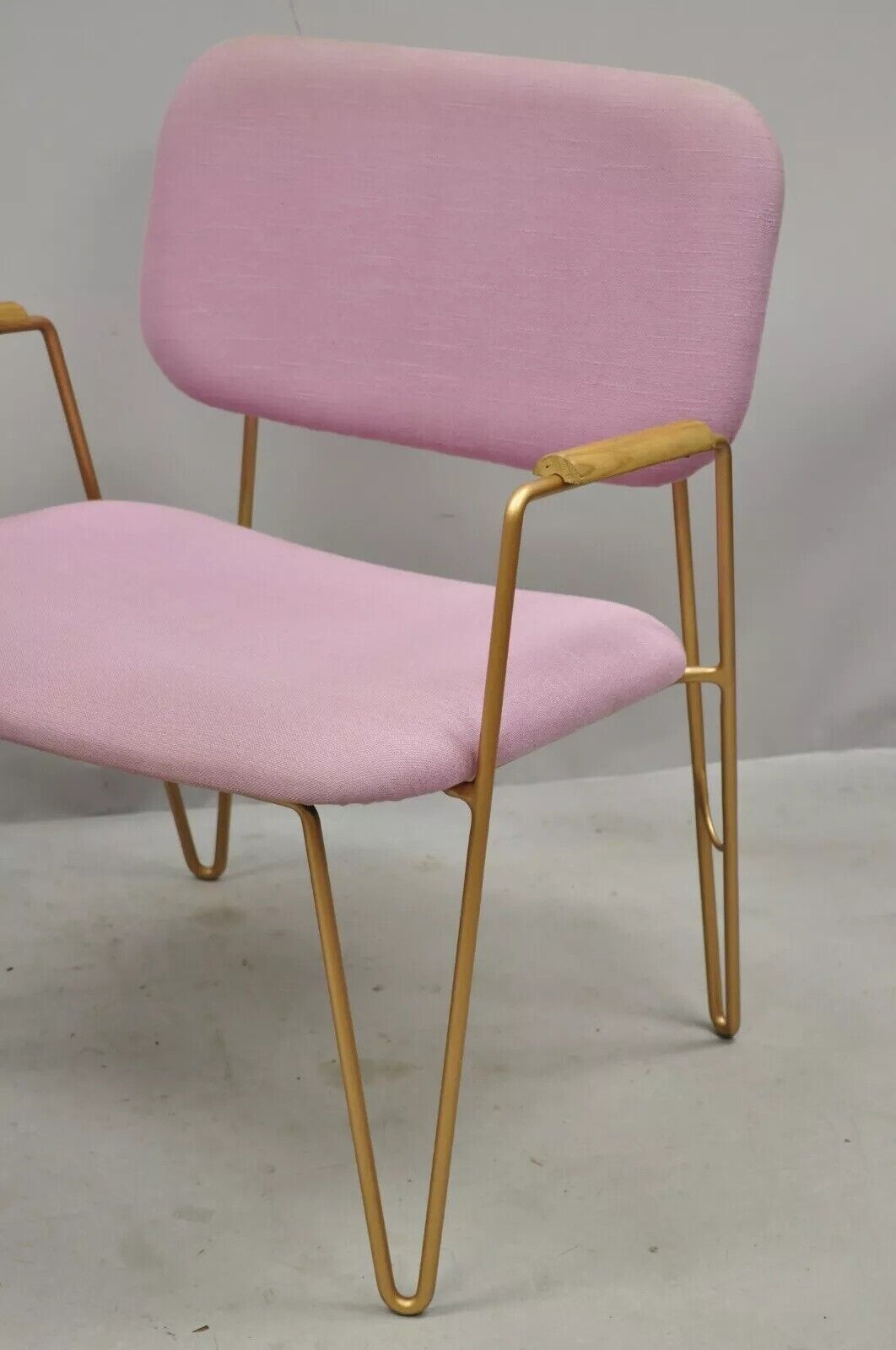 Alessandra Delgado "Bruna" Minimalist Purple Gold Hairpin Lounge Chairs - a Pair