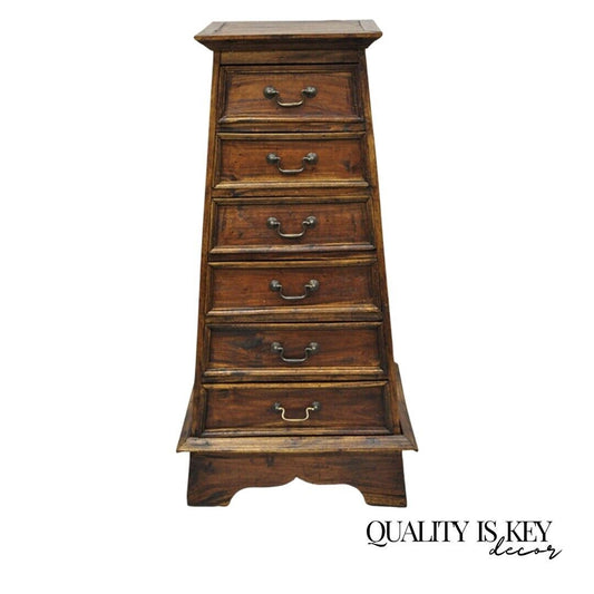 Country Provincial Style Wooden Tall Pyramid Chest Pedestal Stand Side Table