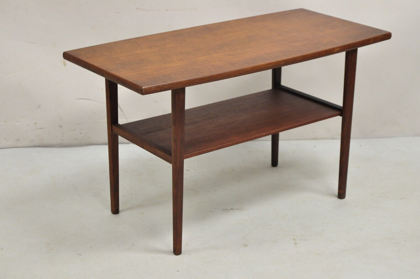 Vintage Mid Century Modern Danish Teak Wood Small 2 Tier Coffee Table Side Table