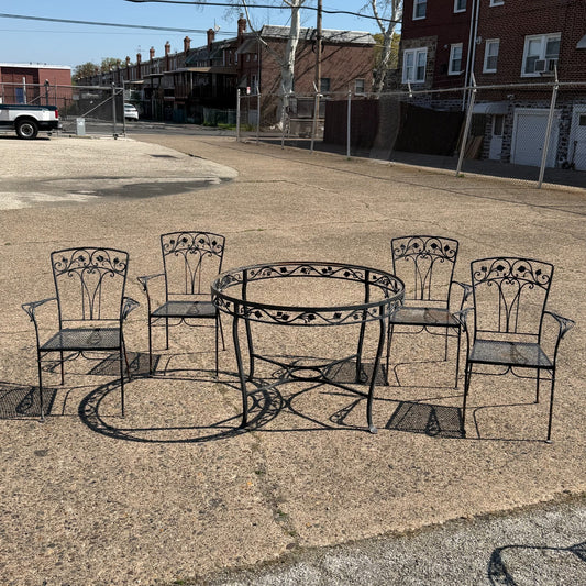 Salterini Style Wrought Iron Garden Patio Dining Set by Florentine Craft Studio