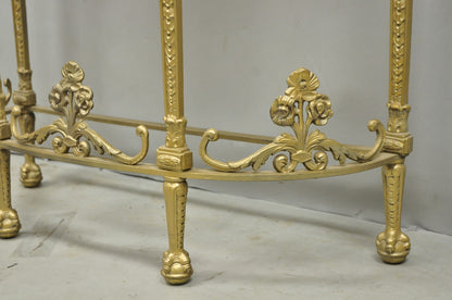 Antique Gothic Revival Oscar Bach Style Figural Bronze & Onyx Gold Console Table