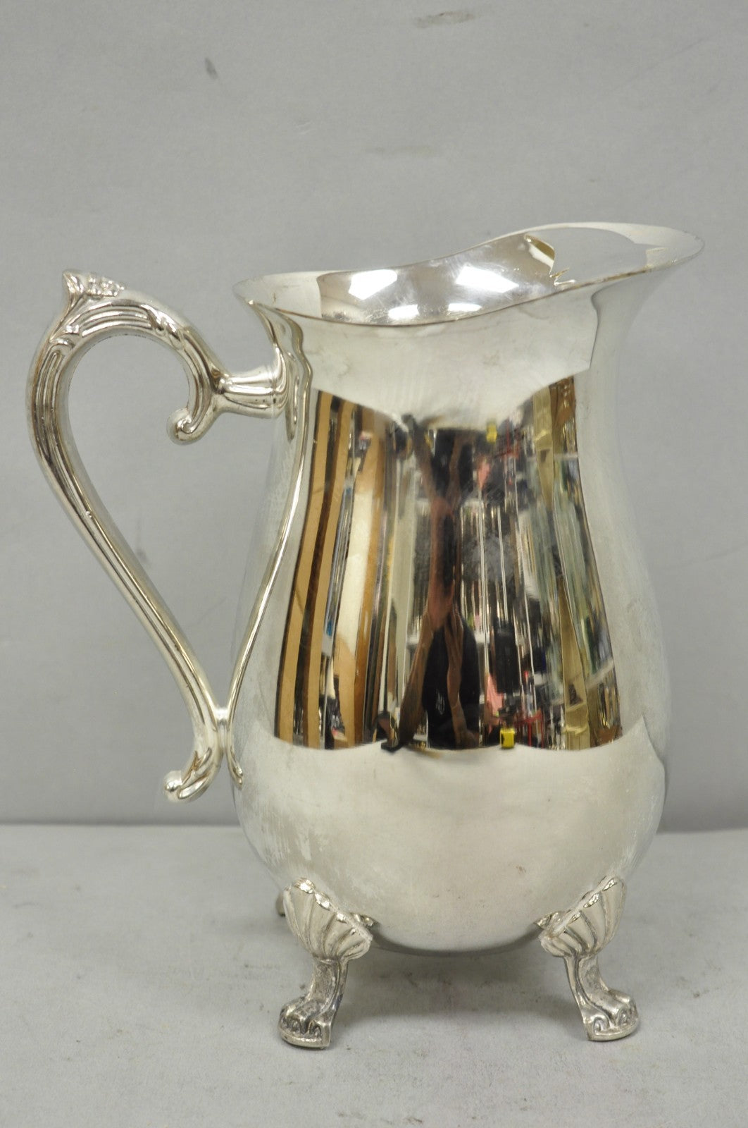 Vintage Victorian Style Silver Plated Bulbous Footed Lemonade Water Pitcher
