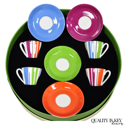 Kate Spade Lenox Collins Stripe Demitasse Espresso Cup & Saucer NIB - Set of 4