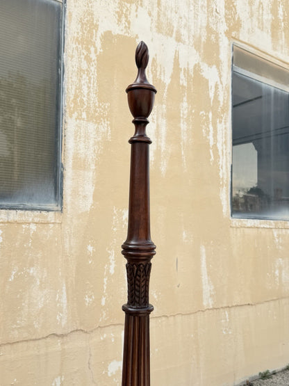 Vintage Georgian Federal Style Mahogany Four Poster Rice Carved Queen Sz Bed