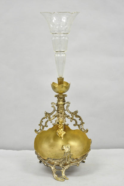 Antique French Louis XV Style Rococo Figural Bronze Cherub Centerpiece Epergne