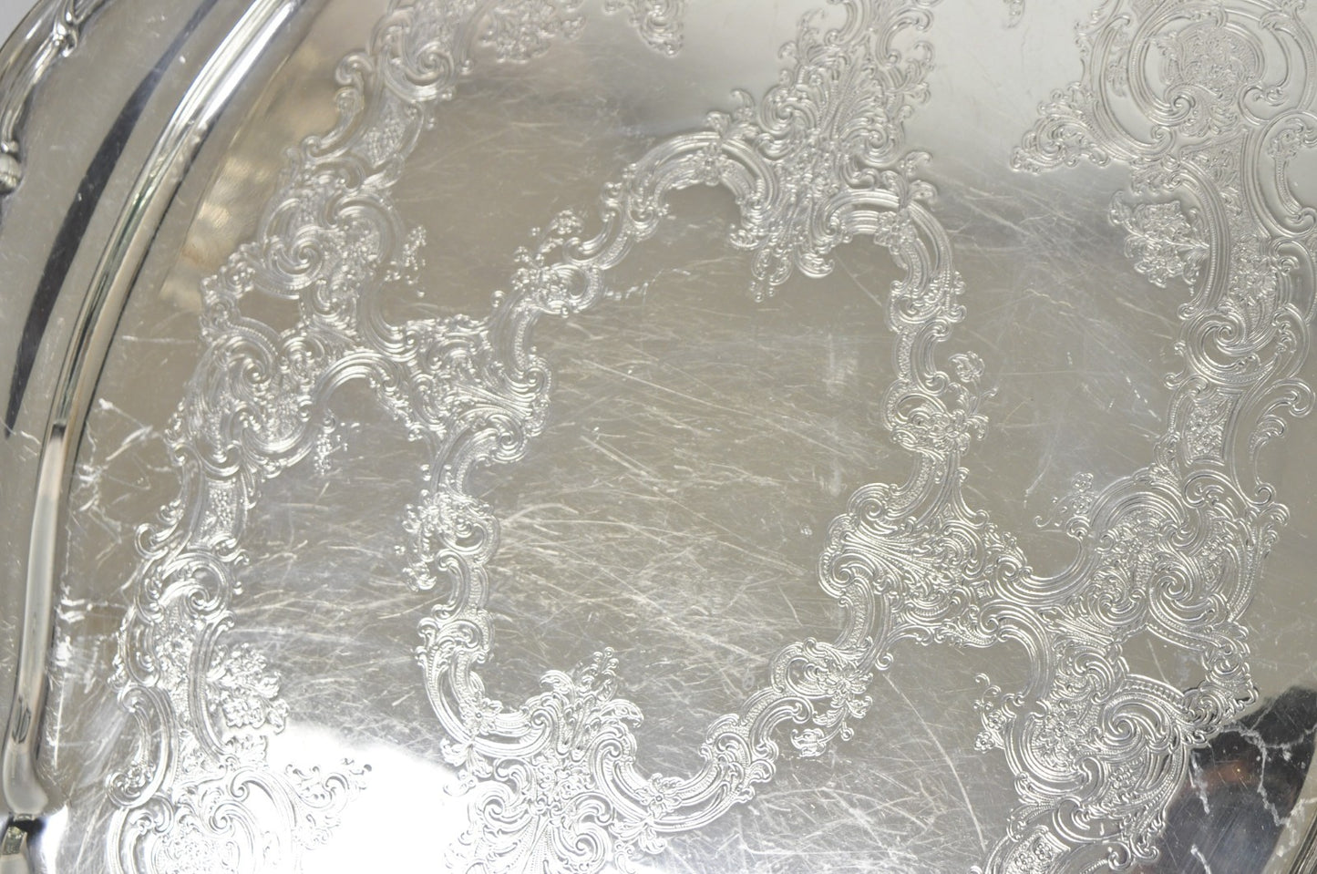 Antique Gorham Silver Plated Victorian Oval Butlers Serving Platter Bar Tray