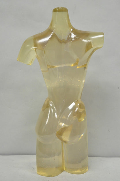Vintage Mid Century Italian Modern Lucite Acrylic Nude Bust Modernist Sculpture
