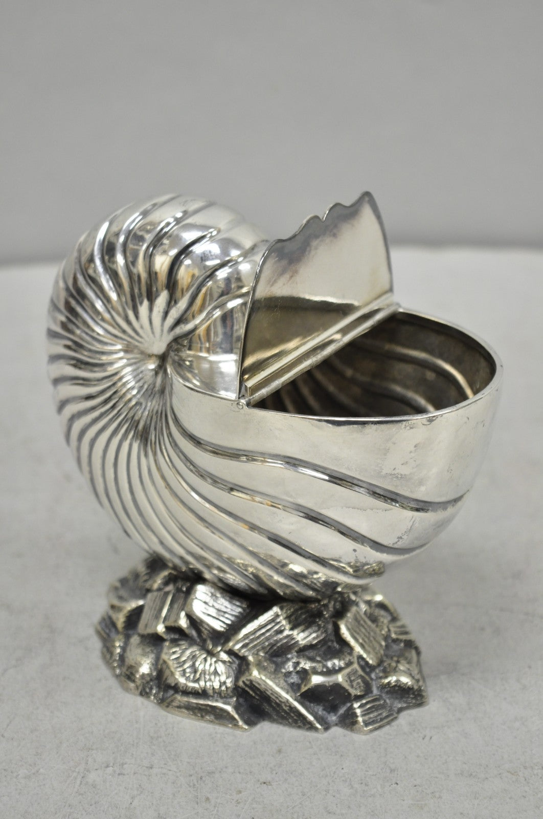 Antique Victorian Silver Plated Nautilus Figural Shell Form Spoon Warmer