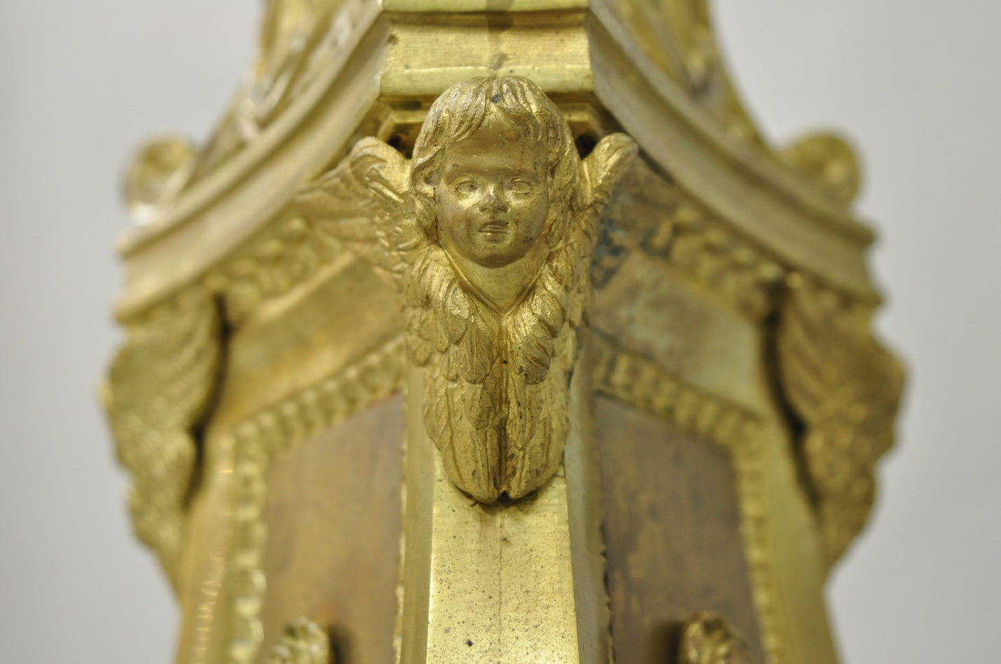 Antique 59" Tall French Empire Renaissance Bronze Column Candlestick Table Lamp