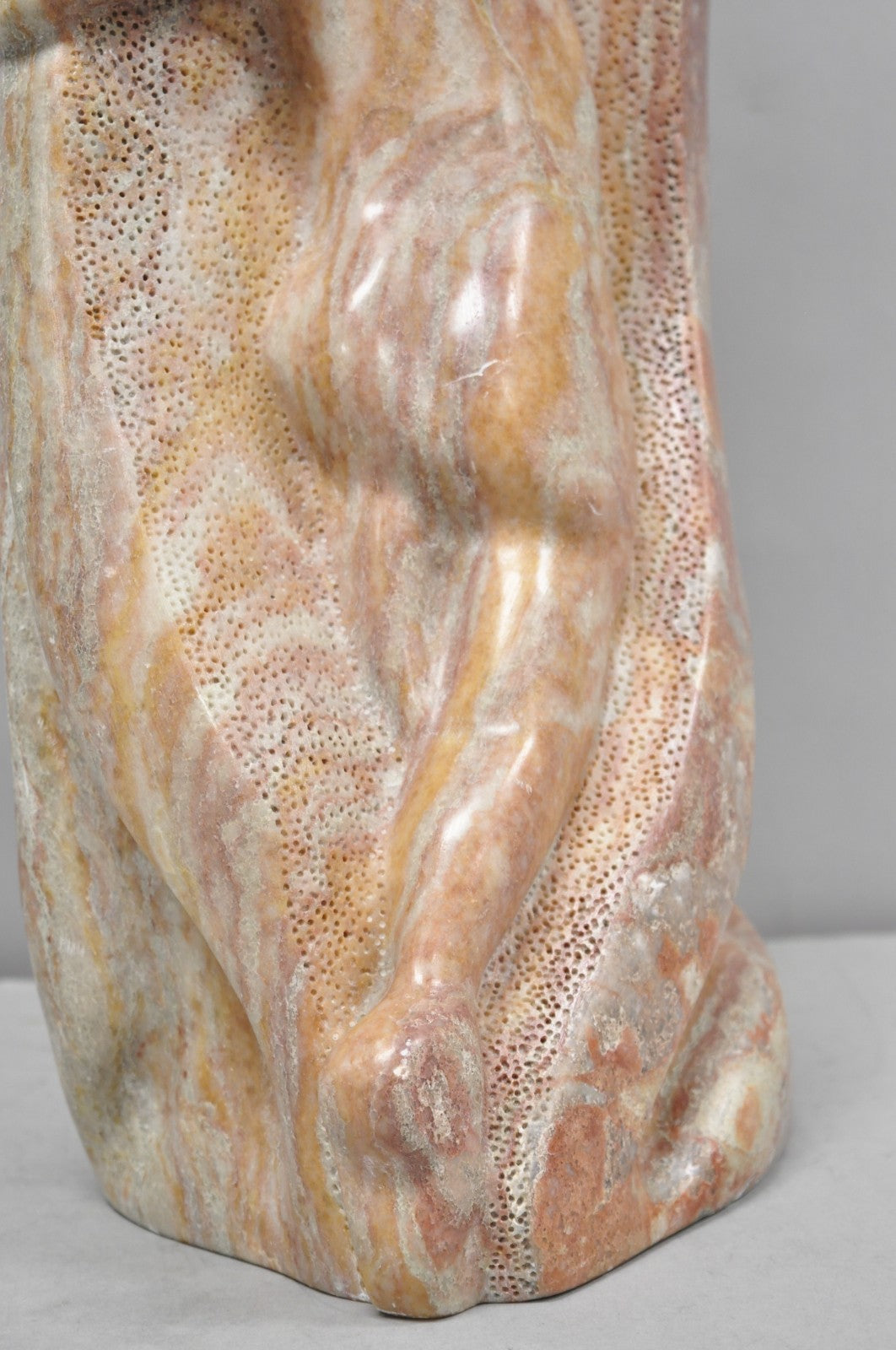 Vintage Seymour Shuren Modern Pink Carved Marble Abstract Nude Figure Sculpture