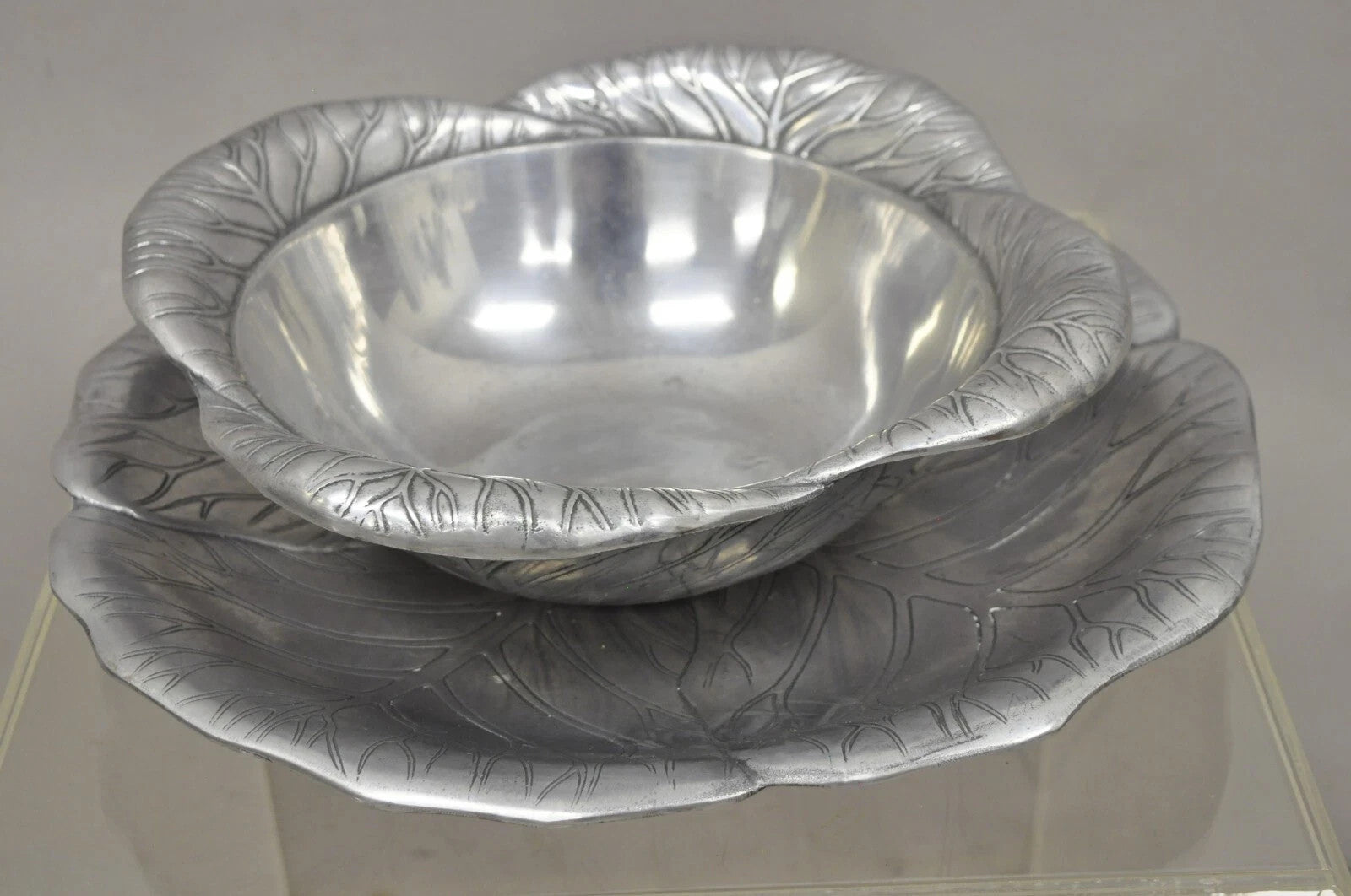 Vintage Arthur Court 1979 Cabbage Lettuce Tureen Serving Bowl Spoon Platter 3 pc