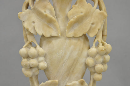Art Nouveau Italian Carved Alabaster Marble Small Urn & Grapevine Table Lamp