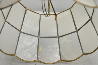 Vintage Italian Hollywood Regency Capiz Shell Gold 8.5" Round Clip On Lamp Shade