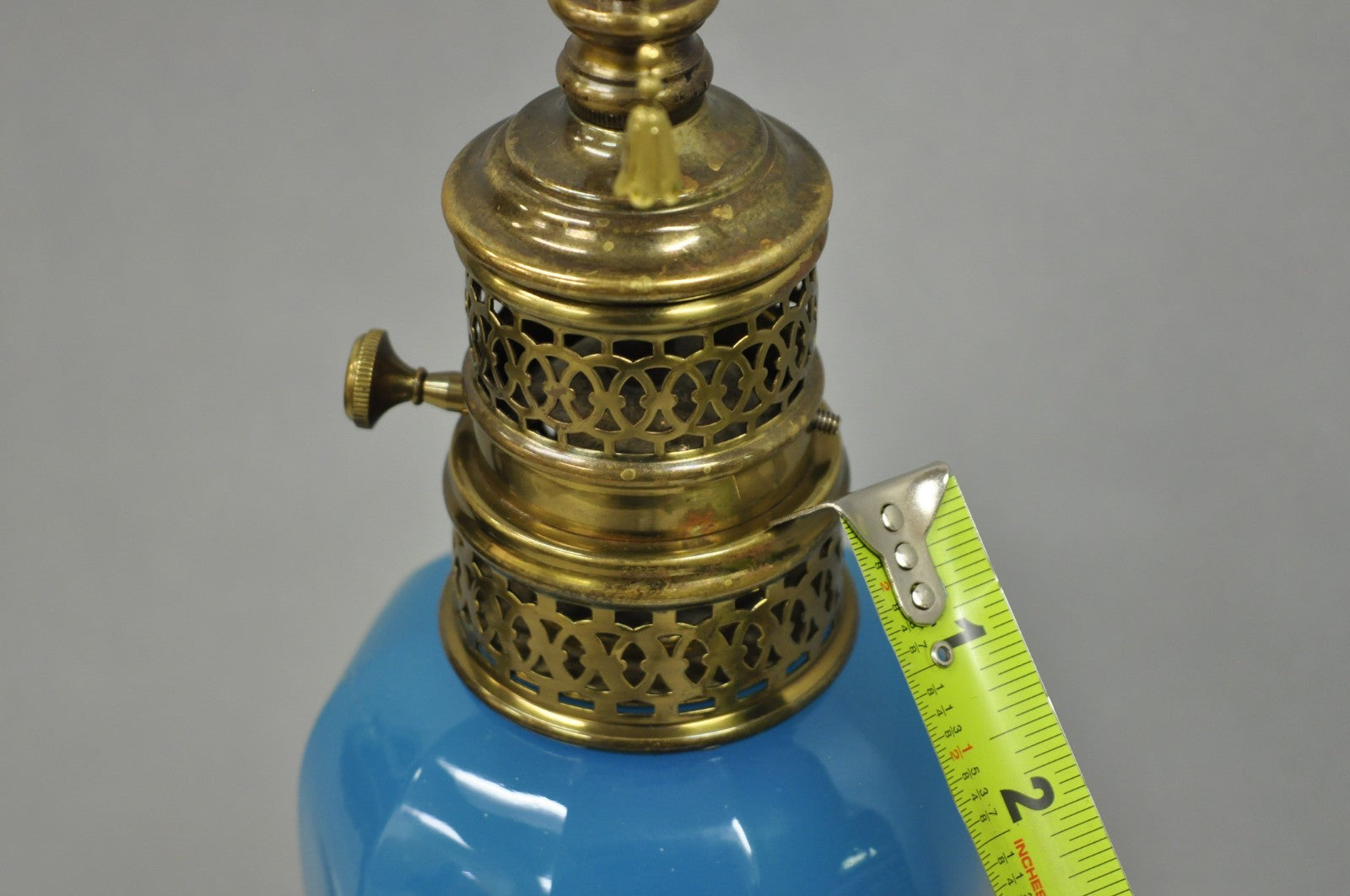 Vintage French Neoclassical Blue Opaline Glass Hollywood Regency Table Lamp