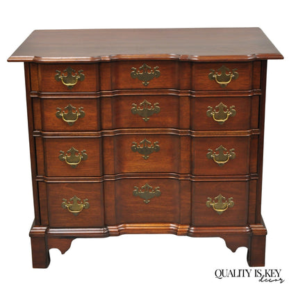 Vintage Chippendale Style Solid Mahogany Block Front Bachelor Chest of Drawers