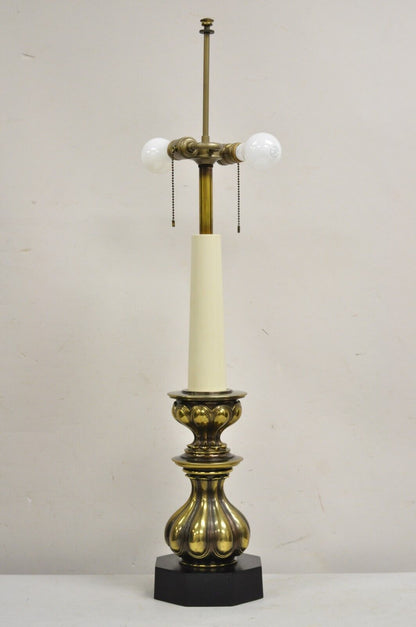 Vintage Stiffel Hollywood Regency Brass Baroque Candlestick Table Lamp