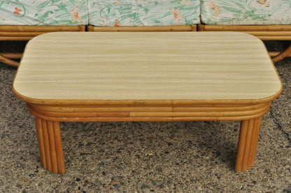 Vintage Beverly Hills Rattan Bamboo Pretzel Sunroom Living Room Sofa Set - 5 Pcs