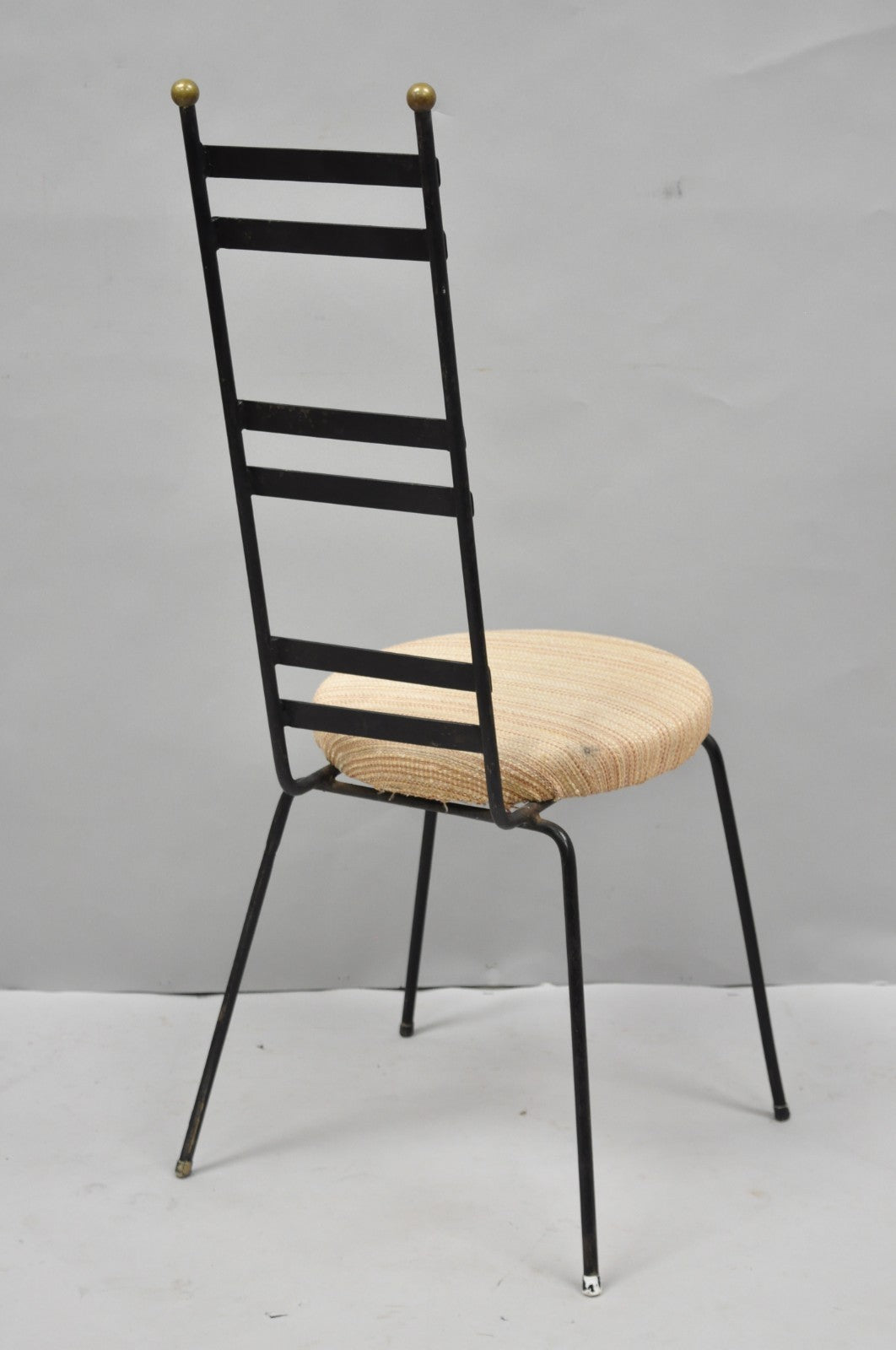 Vintage Arthur Umanoff Wrought Iron Ladder Back MCM Dining Chairs - Set of 4