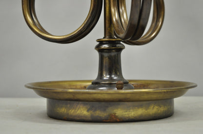 Frederick Cooper Brass Bouillotte Trumpet Arm Table Lamp w/ Green Tole Shade