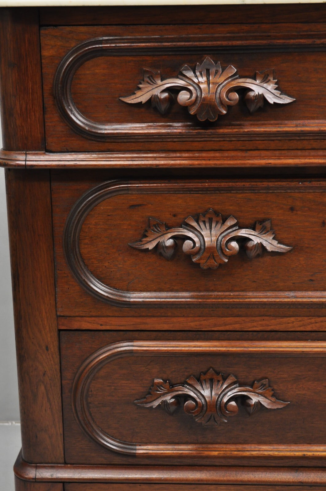 Antique Eastlake Victorian Carved Walnut Marble Washstand Dresser with Mirror