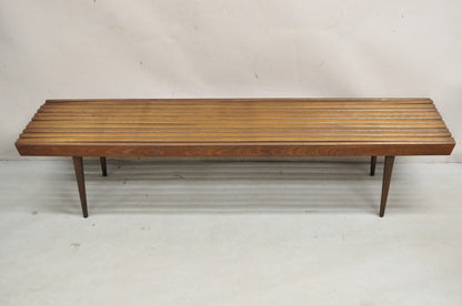 Vintage Mid Century Modern 72" Long Wood Slat Bench 6' Coffee Table