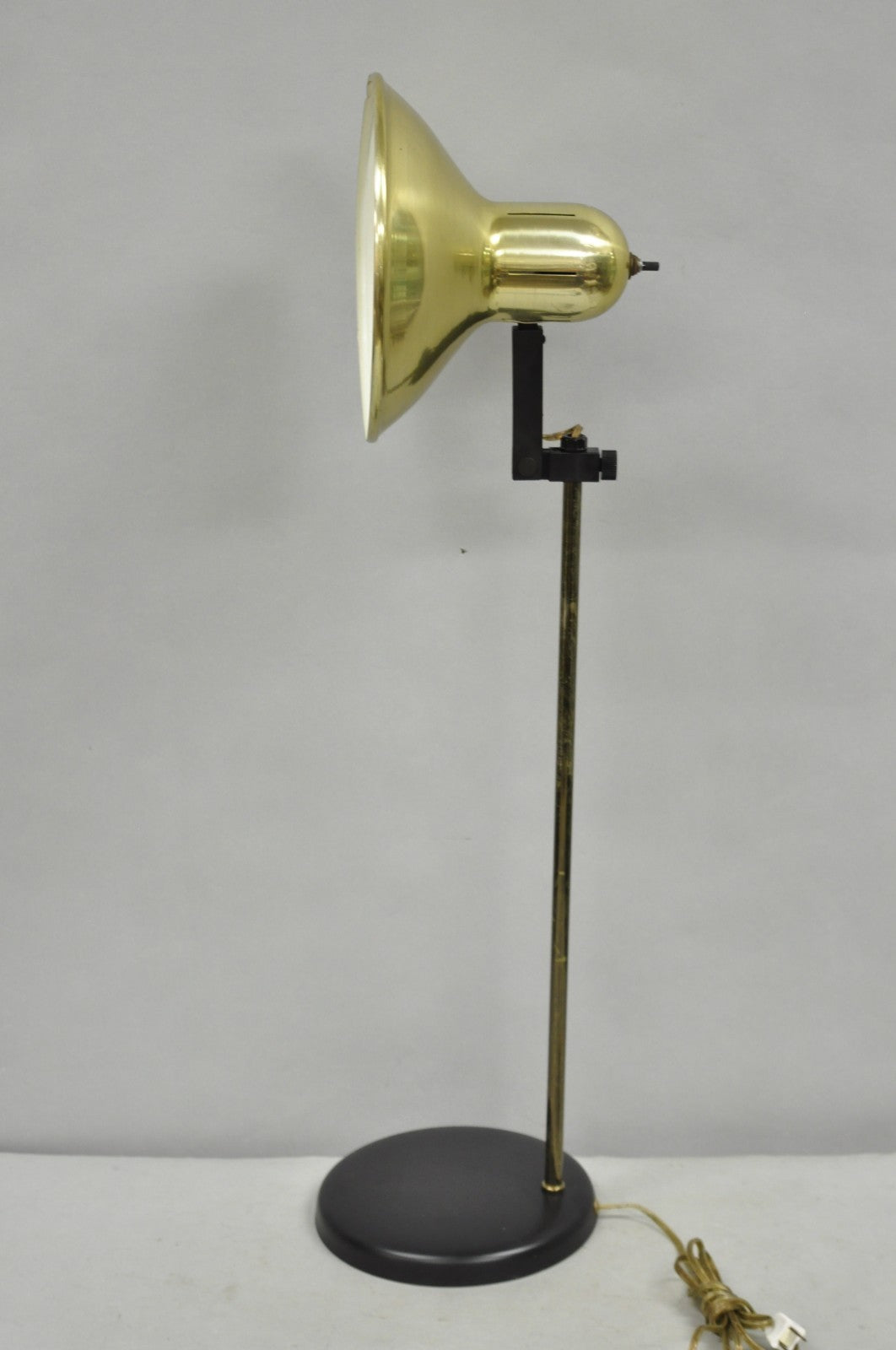 Vintage Mid Century Modern Adjustable Height Brass Cone Task Desk Lamp