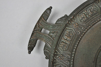 Vintage Roman Classical Style Figural Cast Iron Twin Handle Charger Dish