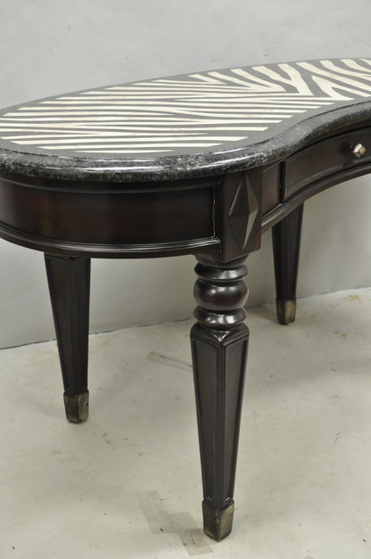 Seven Seas by Hooker Furniture Zebra Tessellated Stone Kidney Shaped Table Desk