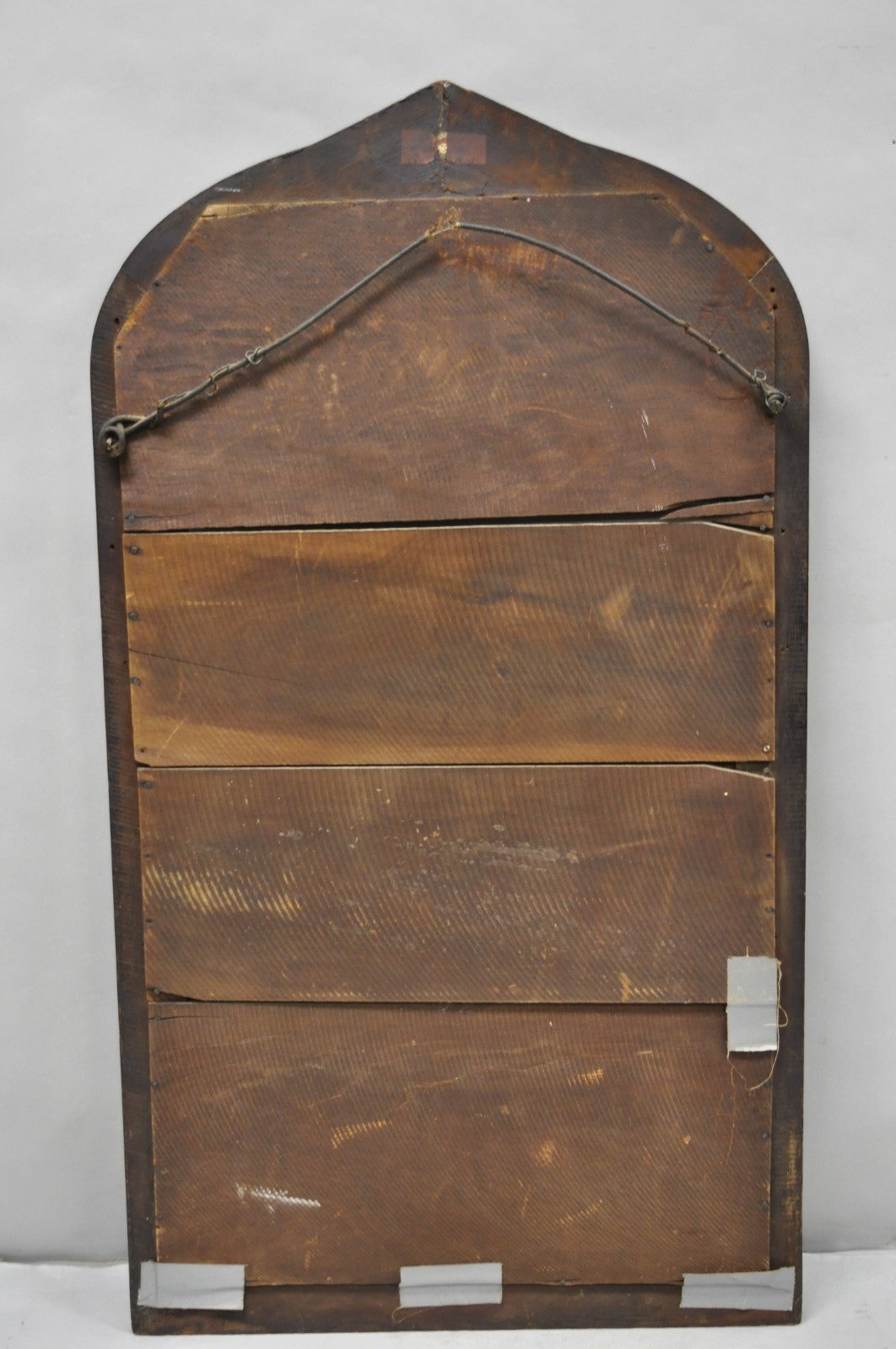 Antique American Empire Arched Mahogany Wood Frame Looking Glass Wall Mirror