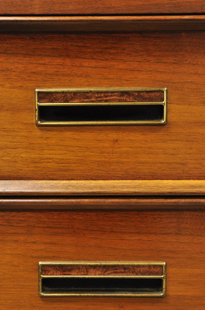 Vintage Drexel Mid Century Modern Walnut 5 Drawer Tall Chest Dresser Highboy