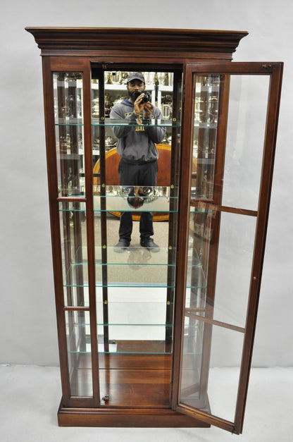 Vintage Ethan Allen Georgian Court Cherry Wood Lighted Curio Display Cabinet