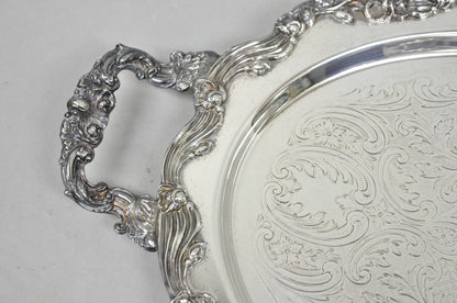 Vintage Sheffield English Victorian Oval Silver Plated Footed Bar Tray w/Handles