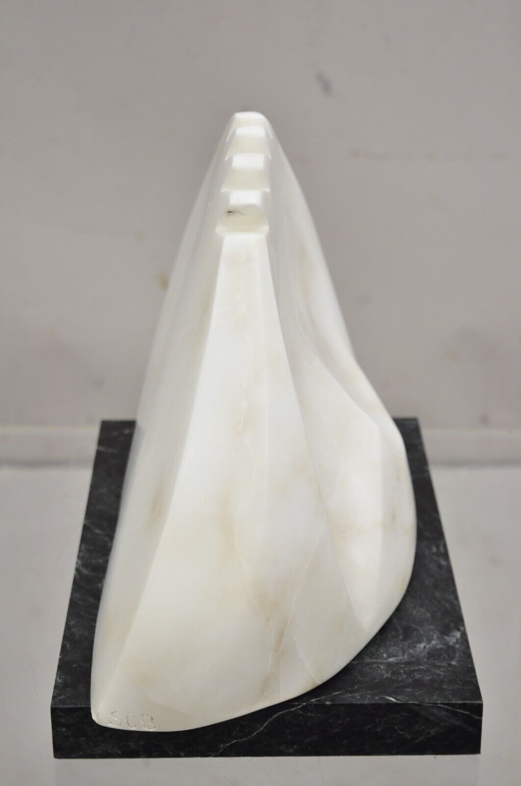 Sheryl C. Benjamin Carved Marble Abstract Modernist Sculpture on Marble Base