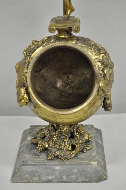 Antique French Renaissance Bronze Figural Game Hunting Lion Desk Table Lamp