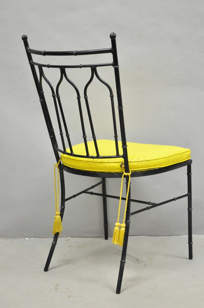 Vintage Salterini Hollywood Regency Wrought Iron Faux Bamboo Dining Chair, Set 8