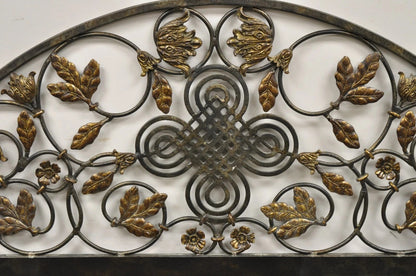 LaBarge Italian Mediterranean Wrought Iron Flower Leaf Scroll Arched Wall Mirror