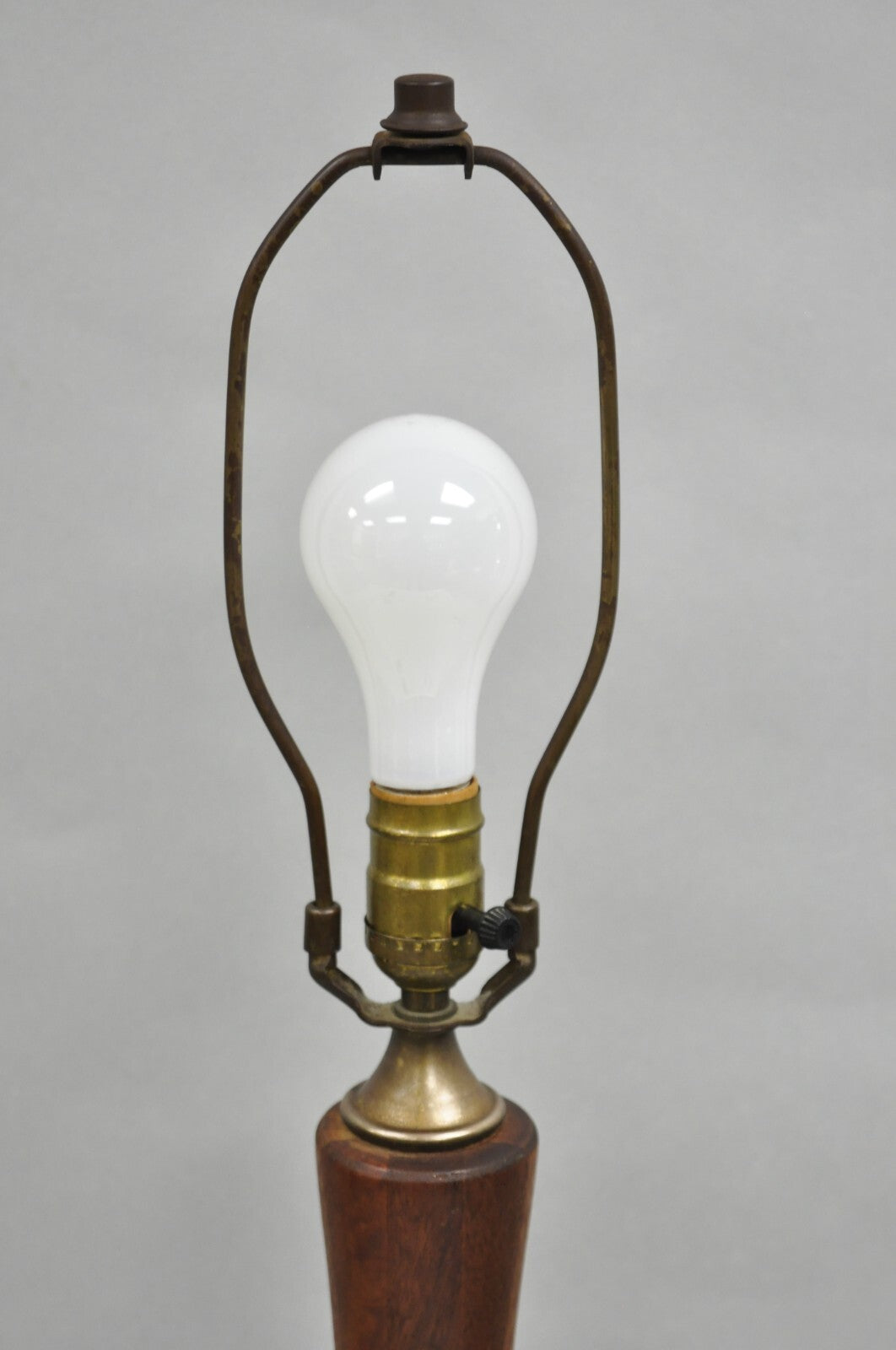 Vintage Mid Century Danish Modern Staved Teak Wood Sculptural Bulbous Table Lamp