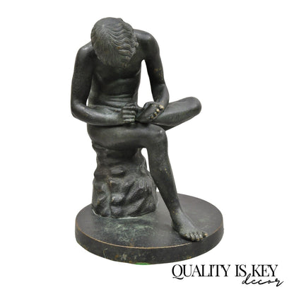 Antique Figural French Bronze Spinario Boy With Thorn 10.5" Sculpture