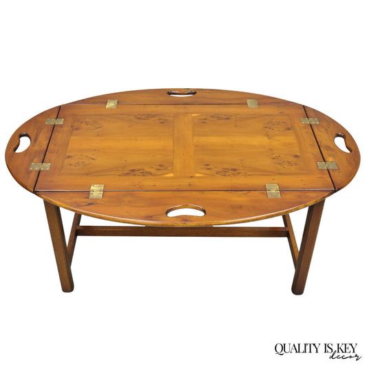 English Georgian Chippendale Mahogany Burl Wood Butlers Tray Top Coffee Table